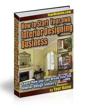 Digital interior design business starter guide with PLR resell rights – ebook cover image