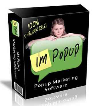 IM Popup software screenshot showing popup creator tool with PLR MRR resell rights