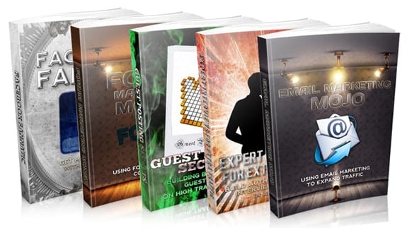 Digital download pack of five Internet marketing eBooks with master resell rights