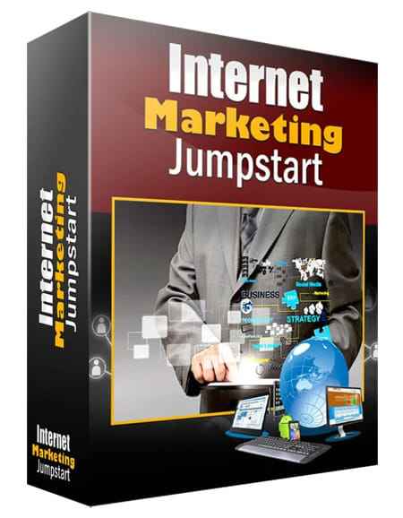 Digital product showing Internet Marketing Jumpstart guide for PLR/MRR resell rights