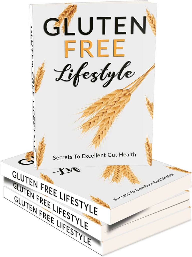 Gluten-free diet guide ebook cover showing celiac disease solutions and PLR resell rights