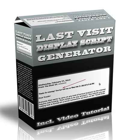 Last Visit Display Script Generator - welcome message script for website visitors