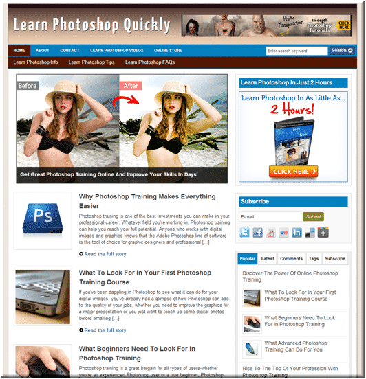 Ready-made Photoshop PLR blog with