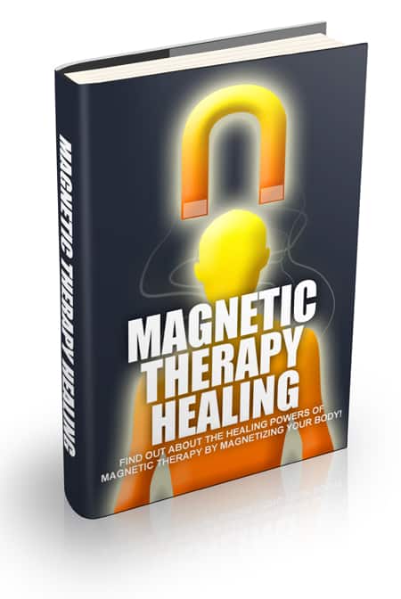 Magnetic Therapy Healing book cover showing magnets and body outline for health and resell rights