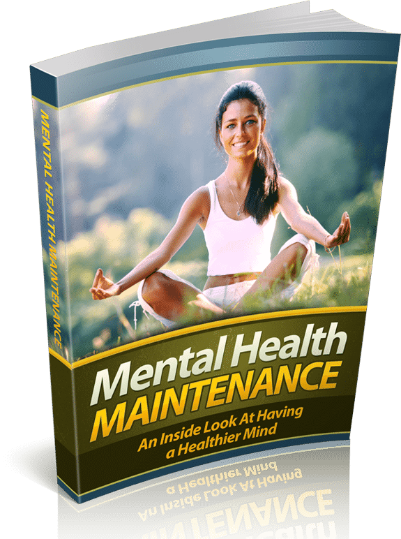 Digital mental health guide book cover with stress relief tips and PLR resell rights