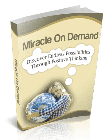Digital book Miracle On Demand cover with resell rights for positive thinking and self motivation guide