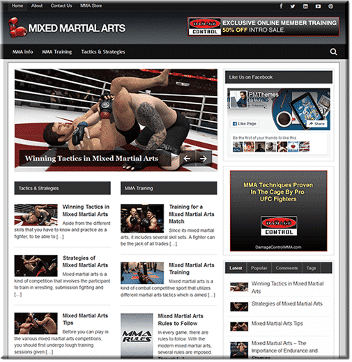 Mixed martial arts PLR blog ready-made WordPress site with digital download and resell rights