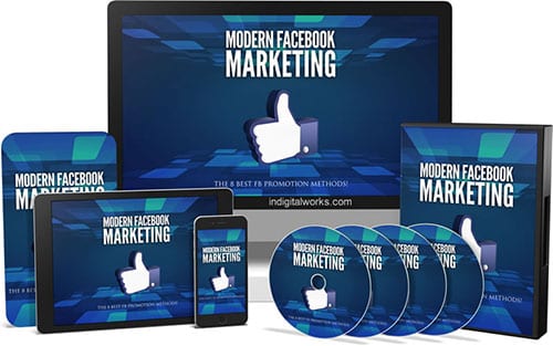 Modern Facebook marketing video course cover image showing social media strategy icon