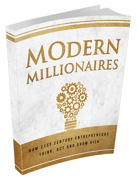 Modern millionaires ebook cover with wealth mindset and PLR resell rights concept