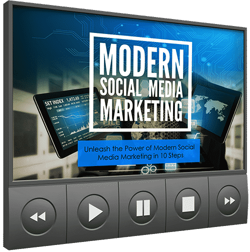 Modern social media marketing video course cover image with PLR resell rights