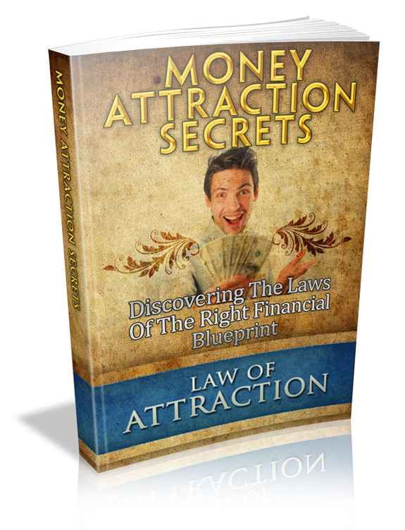 Money Attraction Secrets book cover with golden coins and financial blueprint concept