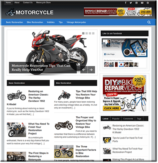 Motorcycle restoration PLR blog ready-made digital download with resell rights