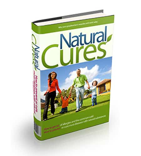 Natural Cures digital book cover featuring holistic remedies for common ailments with PLR resell rights