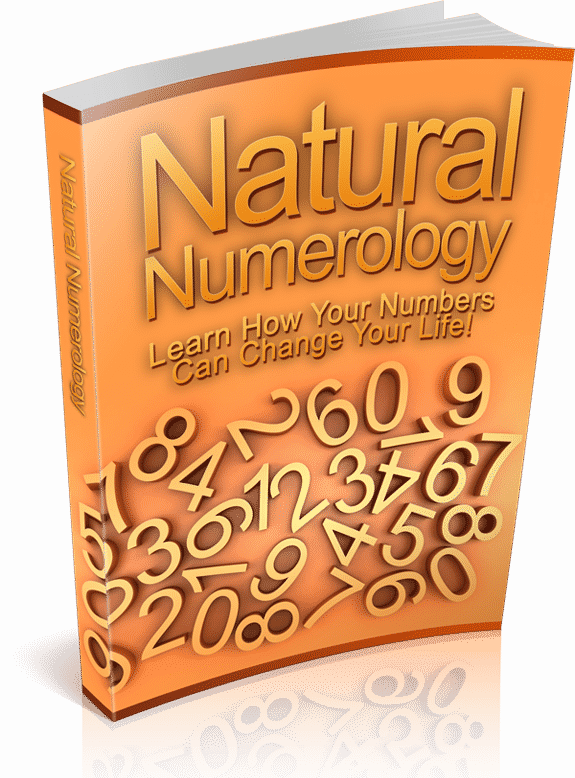 Natural Numerology ebook cover showing numbers and mystical design for digital download PLR MRR