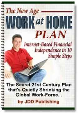 New Age Work At Home Plan digital book cover with PLR and MRR resell rights for financial independence