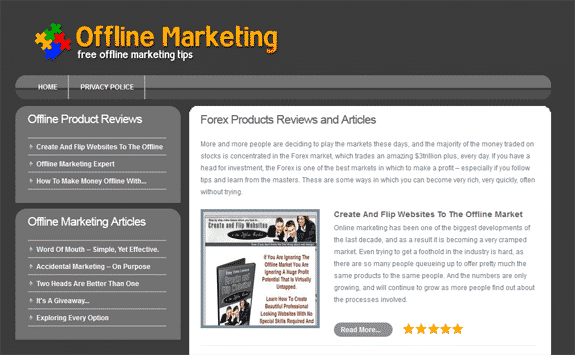 Offline Marketing Niche Site template with PLR MRR resell rights ready for digital download and customization