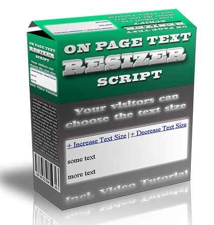 On Page Text Resizer Script - font size control tool for websites with PLR rights