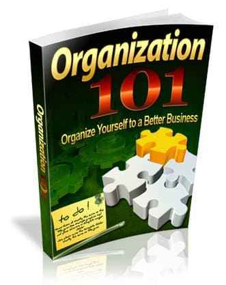 Digital organization guide book cover with PLR resell rights for time management and productivity