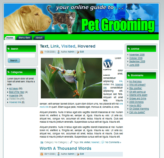 Professional pet grooming website templates with resell rights