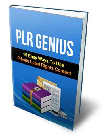 PLR Genius ebook cover showing 15 ways to use private label rights content for profit