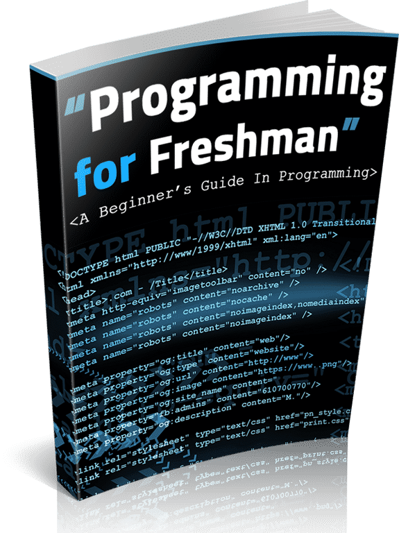 Programming for Freshman digital PLR MRR resell ebook cover showing coding concepts