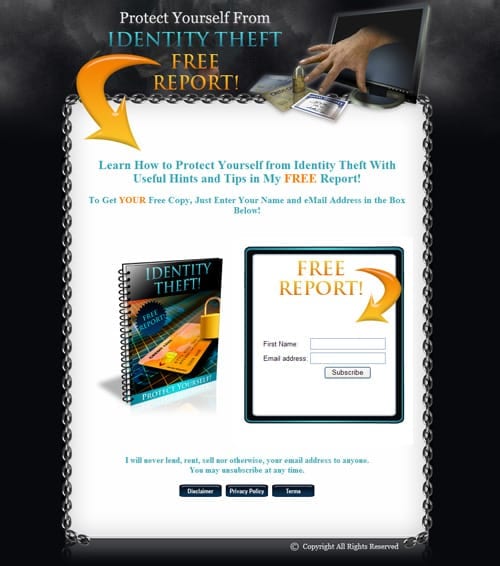 Protect Yourself From Identity Theft minisite with PLR rights – ready to sell instantly