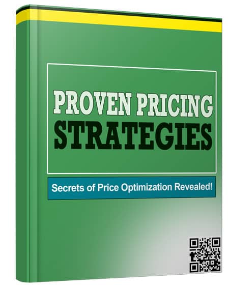 Proven pricing strategy report cover showing a chart and price tags for digital product resell rights
