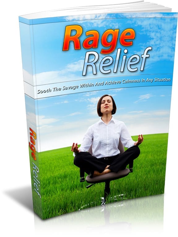 Rage Relief digital book cover with calming blue tones and anger management keywords