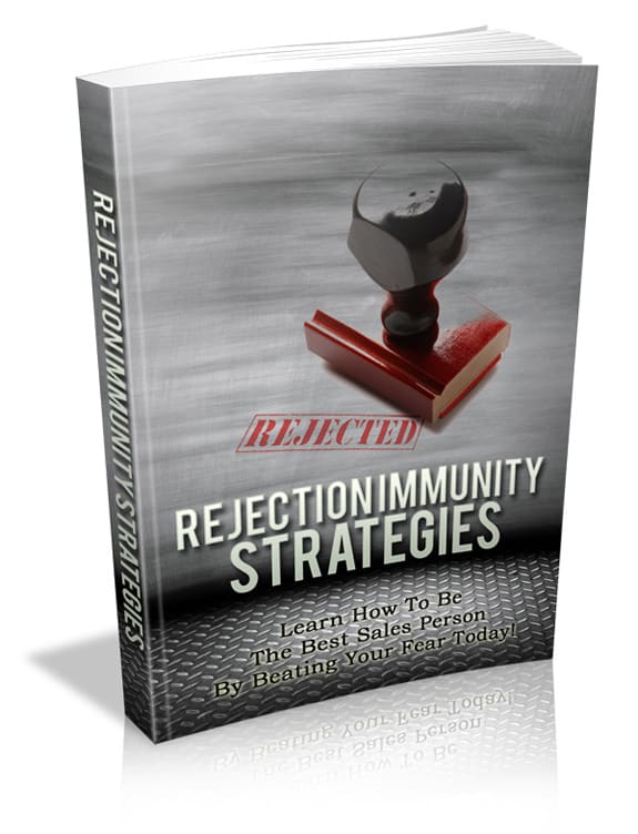 Rejection Immunity Strategies book cover with sales mindset training for marketers