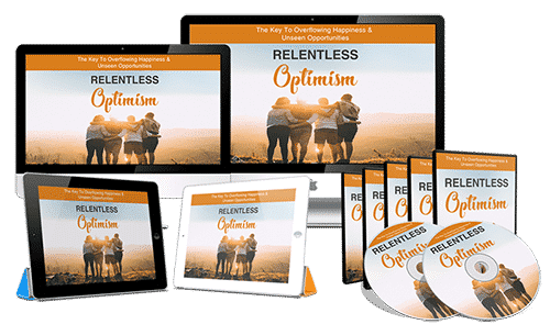Relentless optimism digital video course with PLR resell rights – cheerful mindset illustration