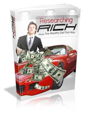 Digital ebook cover Researching Rich wealth mindset PLR MRR resell rights financial success