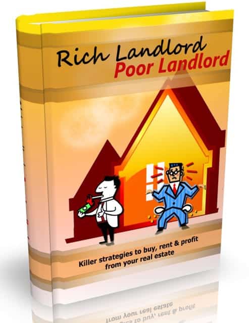 Landlord success digital guide with PLR resell rights, real estate investment strategies book cover image
