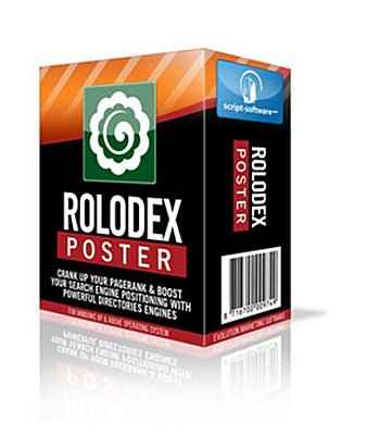 Web directory submitter software screenshot with Rolodex interface for boosting PageRank and SEO