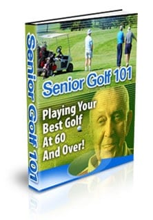 Senior golfer enjoying golf over 60 with digital PLR/MRR resell guide available