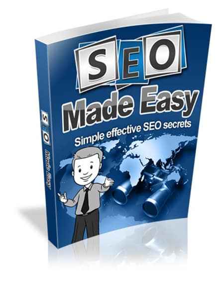 SEO Made Easy eBook cover showing search engine optimisation tips with PLR resell rights