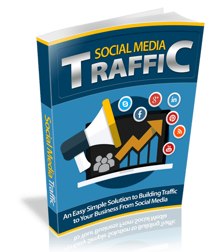 Social media marketing PLR ebook cover showing traffic growth strategies for resell rights