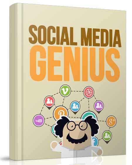 Social Media Genius guide with PLR rights showing Twitter and Facebook niche marketing strategy