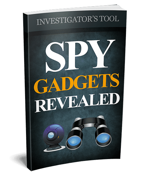 Spy Gadgets PLR eBook cover with surveillance tools and hidden camera imagery