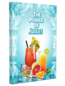 Fresh juice and vegetables representing the power of juices PLR eBook for health and resell