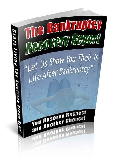 Bankruptcy Recovery Report digital guide with PLR MRR resell rights for financial fresh start