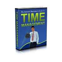 The Internet Marketer’s Guide to Time Management digital book cover showing clock and productivity icons