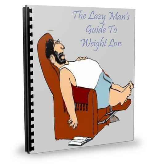The Lazy Man’s Guide To Weight Loss digital PLR book cover with white background and man illustration