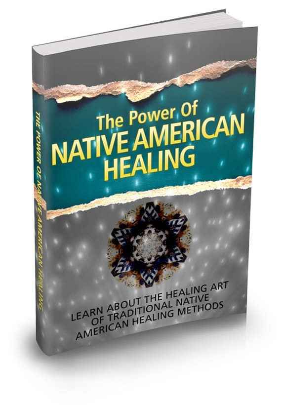 Native American healing PLR ebook cover showing traditional spiritual artifacts and ceremonial herbs