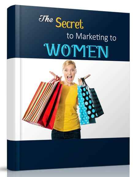 The Secret to Marketing to Women – digital PLR ebook cover showing key strategies for female consumer success