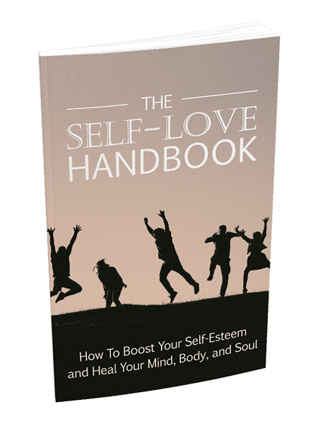 Self Love Handbook ebook cover showing the title and a heart-themed design for self-love and confidence