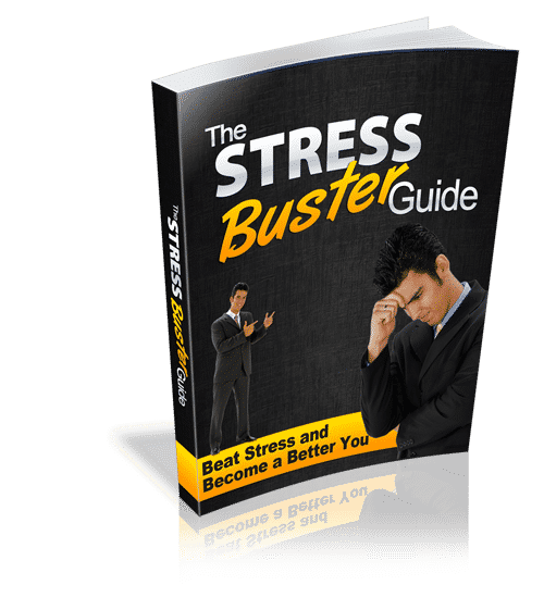 Digital stress relief guide cover with title The Stress Buster Guide for PLR resell rights