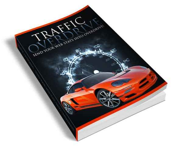Traffic Overdrive ebook cover with bold title and traffic flow concept illustration