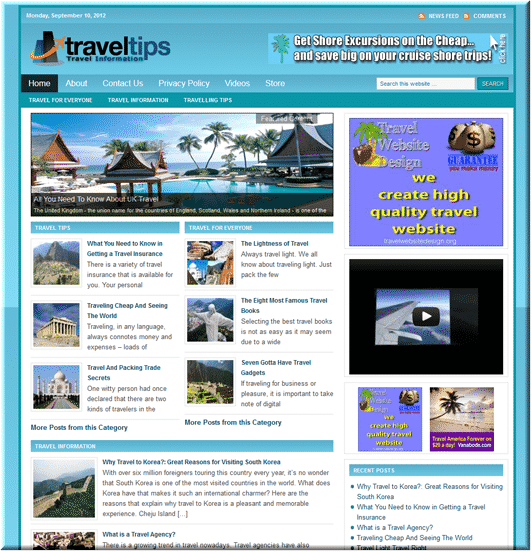 Ready-made PLR travel niche blog with pre-loaded content and resell rights for instant profit