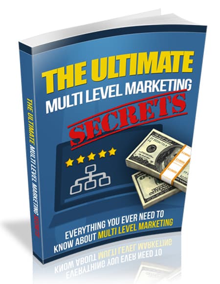Ultimate MLM guide book cover showing network marketing opportunities and digital download badge