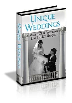 Unique Weddings e-book cover - creative digital guide for personalized ceremonies with PLR MRR rights